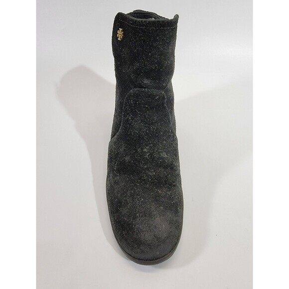 MDS Women's Size 7M Tory Burch Leena Black Suede Leather Zipper Ankle Boots GUC - Picture 7 of 12